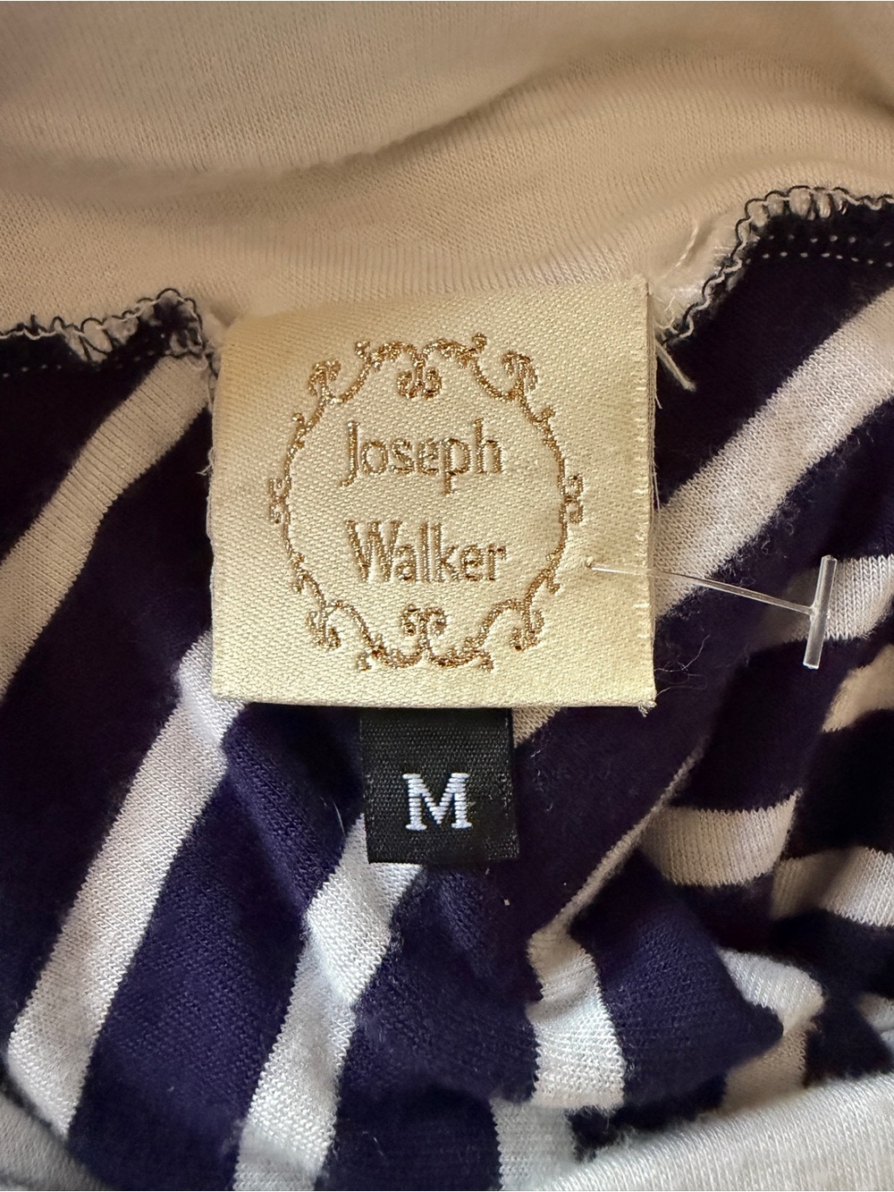 Joseph Walker Strapless Navy White Striped Asymmetrical Midi Dress M - Picture 5 of 5